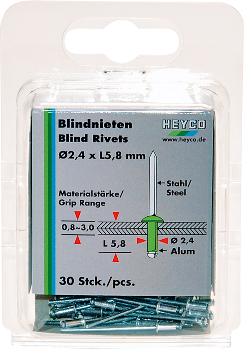 1262-24-1 Set de remaches ciegos en pack de plástico