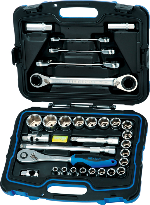50884-3015 Socket set with 4 in 1 tatcheting wrench, 31 pcs.